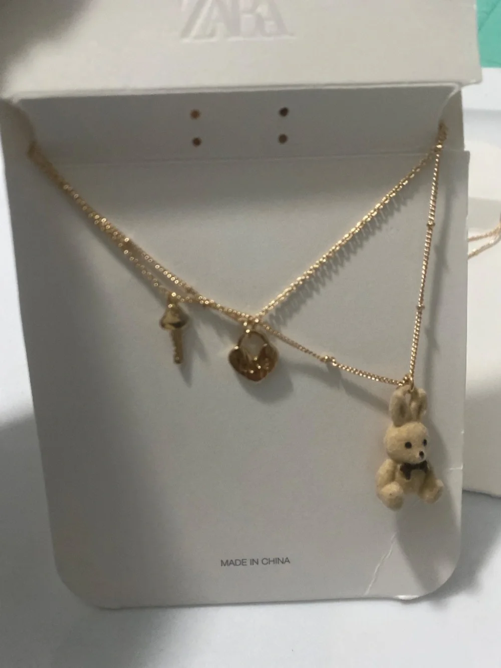 NWT 2 Packs Girl’s Pack of Two Flocked Bunny and Padlock Necklaces